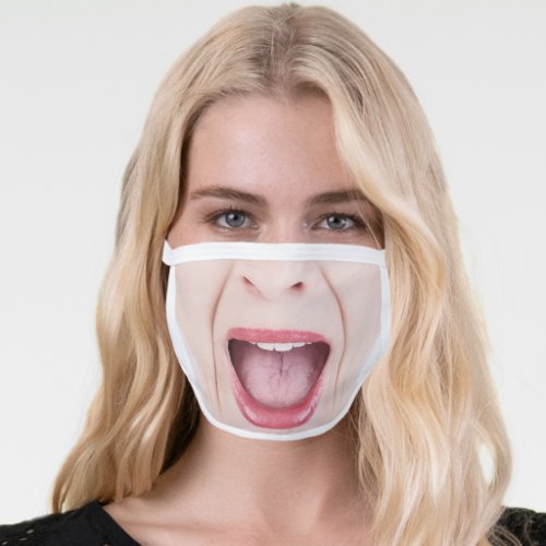 Big Funny Open Womans Mouth Face Mask