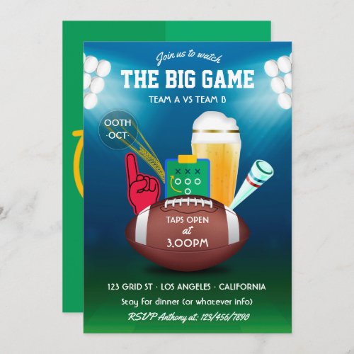 Big Game Day Football Party Invitation