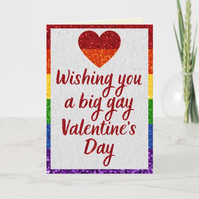 Big Gay Day LGBT Pride Glitter Valentine Card (Front)