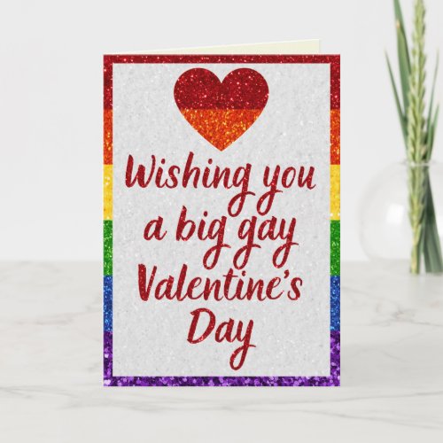 Big Gay Day LGBT Pride Glitter Valentine Card