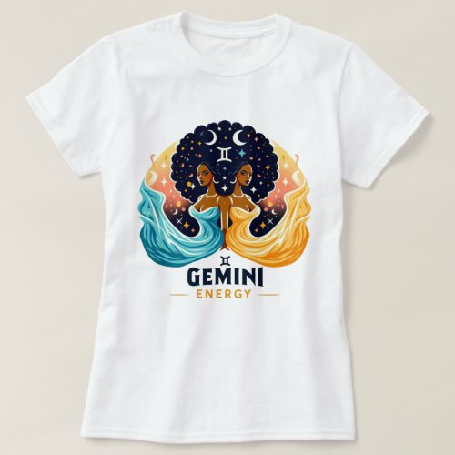 Big Gemini Energy Afro Birthday T_Shirt