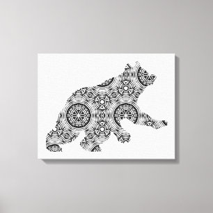 Big Geometric Bear Art Adult Coloring Page Canvas Print
