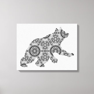 Big Geometric Bear Art Adult Coloring Page Canvas Print