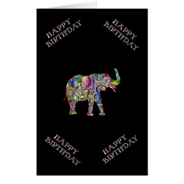 Big Giant pretty elephant birthday card (Front)