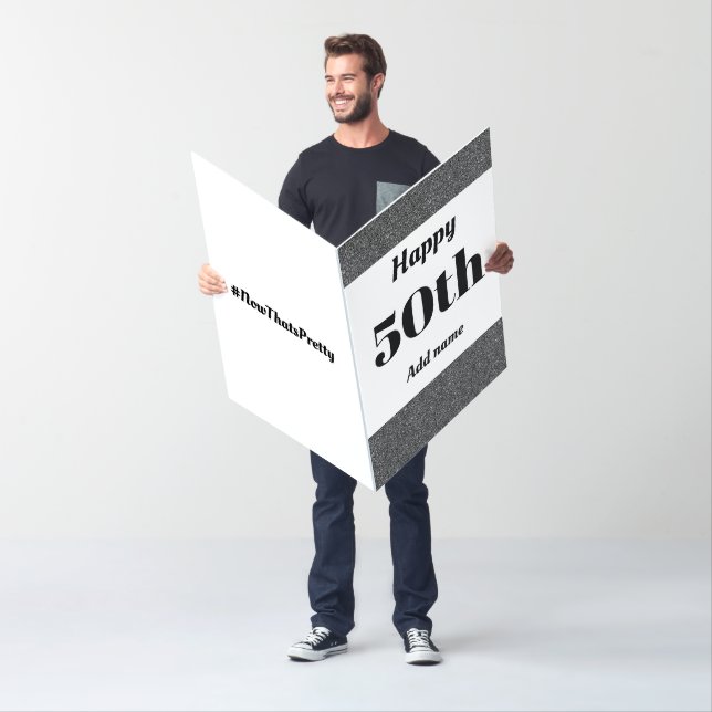 Big Giant stylish personalised birthday card 50th (In Situ)