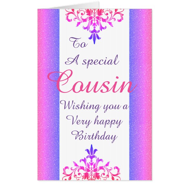 Big Giant stylish special cousin birthday card (Front)