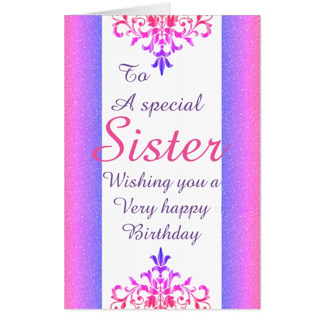 Big Giant stylish special sister birthday card (Front)
