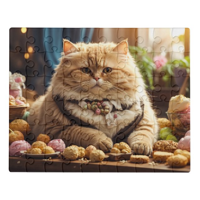 Big ginger cat lying on sweets puzzle (Puzzle Horizontal)