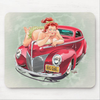 Big Girl - Plus-Size Hot Rod Pinup - Mouse Pad