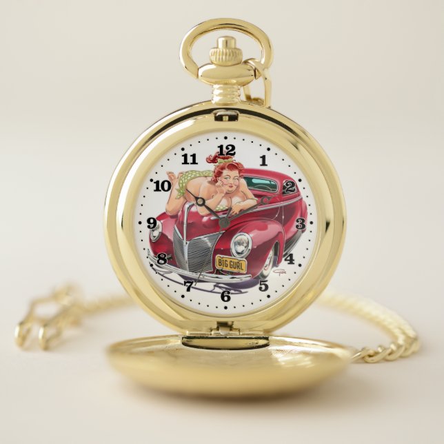 Big Girl - Plus-Size Hot Rod Pinup - Pocket Watch (Inside)
