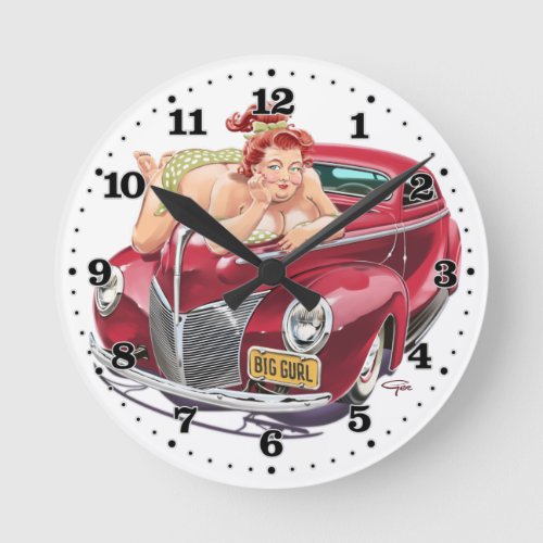 Big Girl _ Plus_Size Hot Rod Pinup _ Round Clock