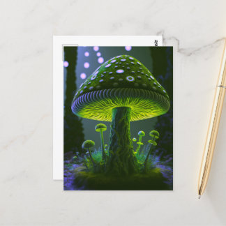 Big Glowy Mushroom - Green & Indigo Postcard