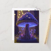 Big Glowy Mushroom - Indigo & Yellow