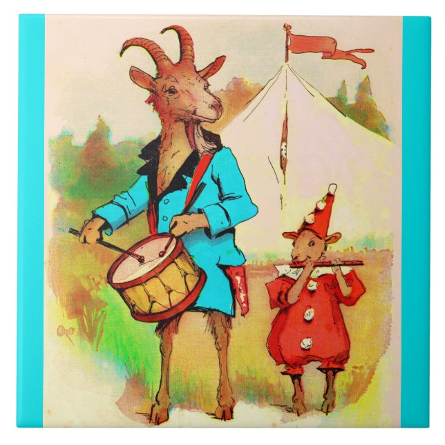 big goat little goat musicians ceramic tile (Front)