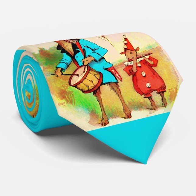 big goat little goat musicians print  neck tie (Rolled)