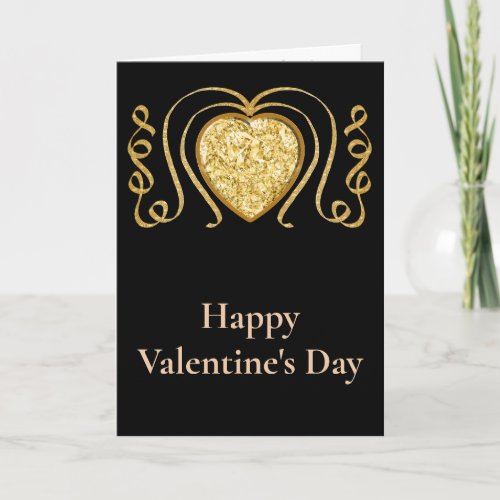 Big Gold Heart Valentine Family Greetings Card