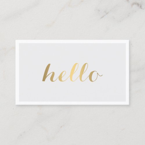 Big Gold Hello Gray and White Business Card