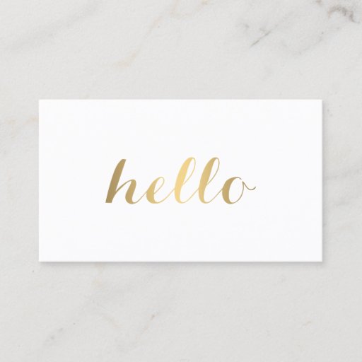 Customizable Big Gold Hello Simply Stated Business Card