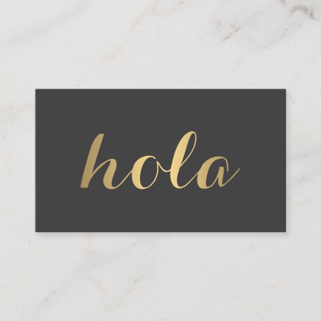 Big Gold Hola (Hello) II Simply Stated Business Card (Front)