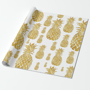 big golden pineapples pattern wrapping paper