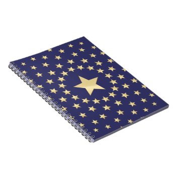 Big Golden Star Circled By Smaller Stars Notebook by sumwoman at Zazzle