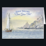 Big Good Sailors Never Grow Old Birthday Fun Card<br><div class="desc">This big Good Sailors Never Grow Old funny Birthday Card is certain to bring a smile to a husband, partner or special friend who loves sailing and the sea. This is an original watercolor painting of a yacht rounding Boscawen Point near Penzance in Cornwall in the light of a pale...</div>