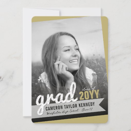 Big Grad Scribbles Photo Modern Graduation Party Invitation | Zazzle