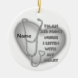 Big Gray Heart Air Force Nurse Ceramic Ornament