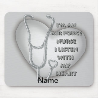 Big Gray Heart Air Force Nurse Mouse Pad