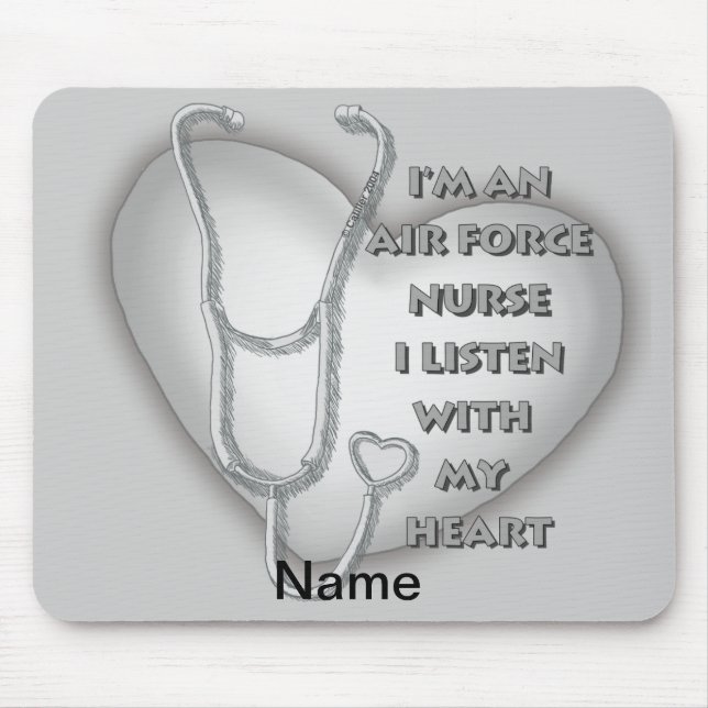 Big Gray Heart Air Force Nurse Mouse Pad (Front)
