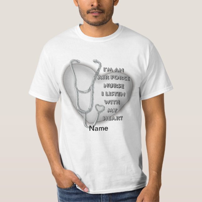 Big Gray Heart Air Force Nurse T-Shirt (Front)