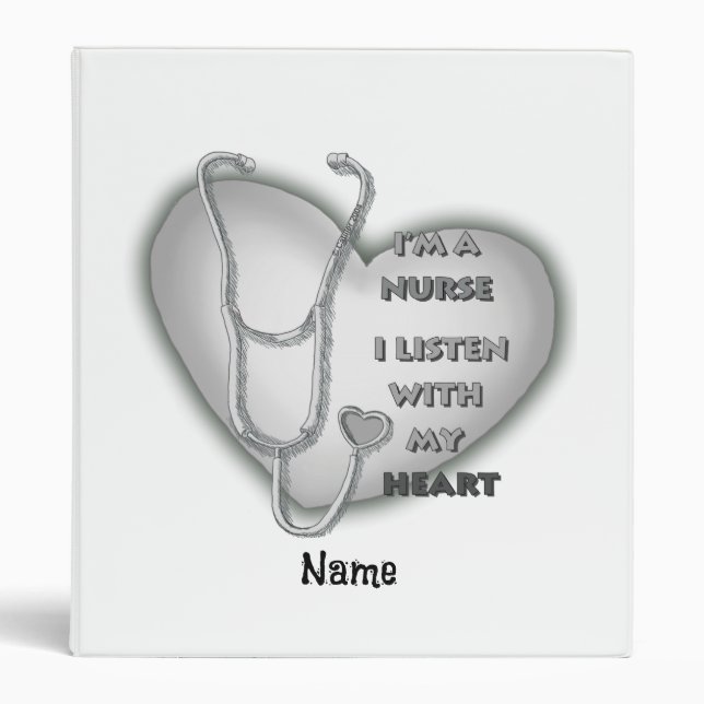 Big gray heart nurse  3 ring binder (Front)