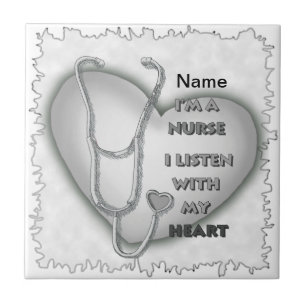 Big gray heart nurse  ceramic tile