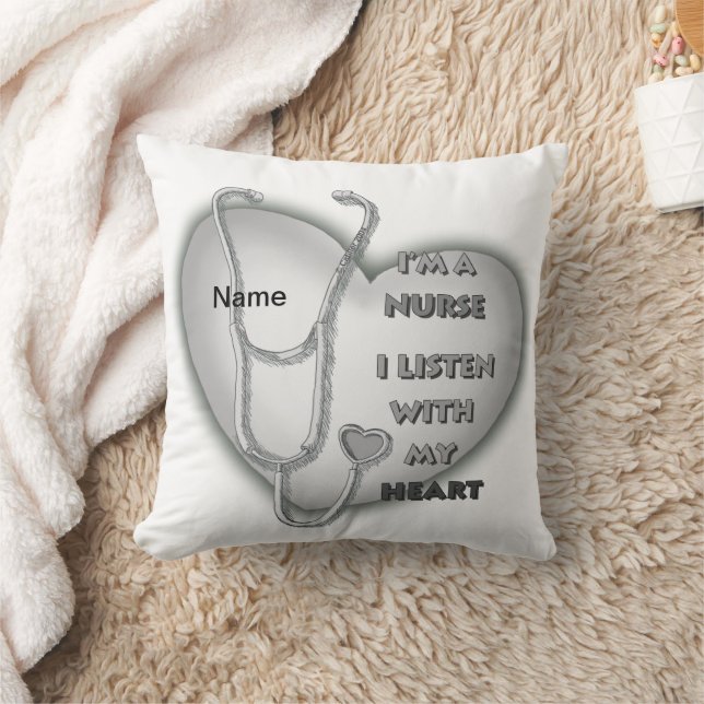 Big gray heart nurse  throw pillow (Blanket)