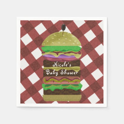 Big Greasy Hamburger Summer Cookout Red BBQ Party Paper Napkins