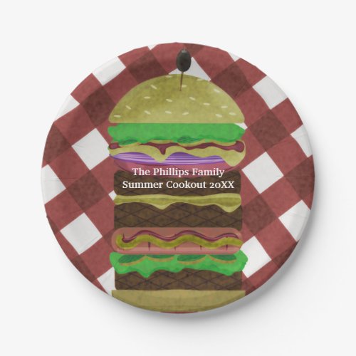 Big Greasy Hamburger Summer Cookout Red BBQ Party Paper Plates