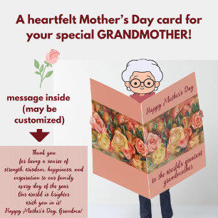 BIG Greatest Grandmother Mother's Day Floral Roses Card