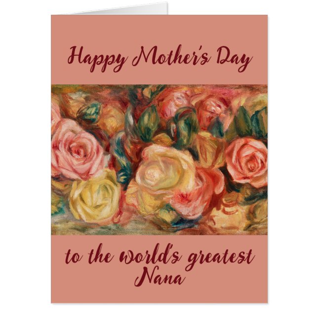 BIG Greatest Nana Mother's Day Floral Roses  Card (Front)