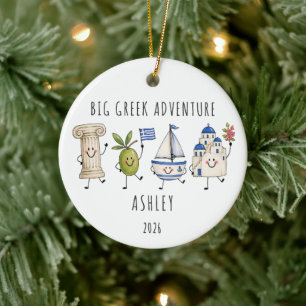 Big Greek Adventure Personalized Travel Ceramic Ornament
