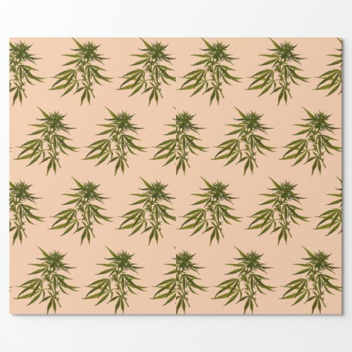 Big Green Buds on Butternut Beige Personalized Wrapping Paper