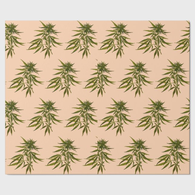 Big Green Buds on Butternut Beige Personalized Wrapping Paper (Seam)