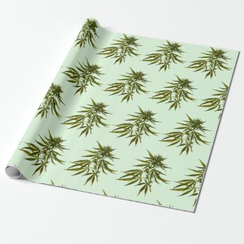 Big Green Buds On Light Green Background Wrapping Paper by vicesandverses at Zazzle
