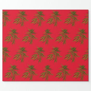 Big Green Buds On Red Personalized Wrapping Paper by vicesandverses at Zazzle
