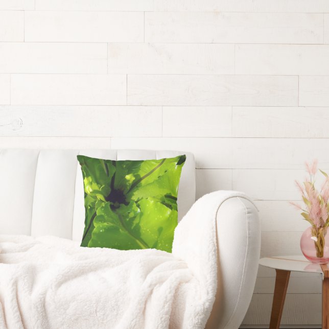 Big Green Fern Leaves, Throw Pillow (Couch)