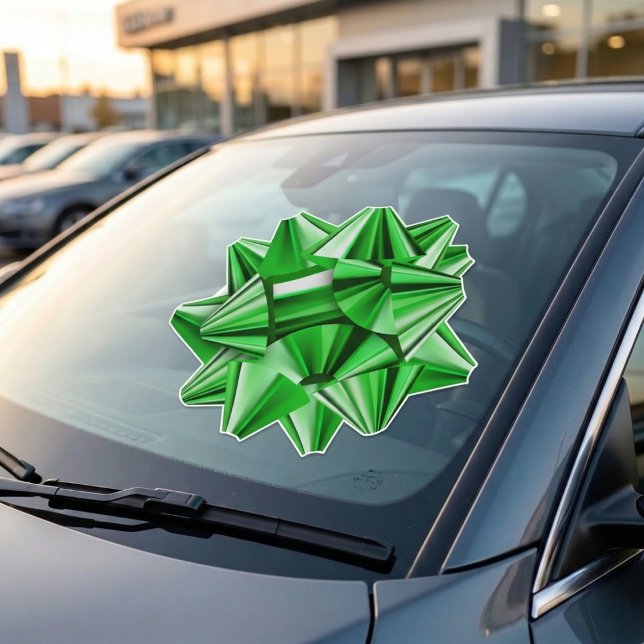 Big Green Gift Bow Window Decal (Get that perfectly wrapped look with zero hassle.)