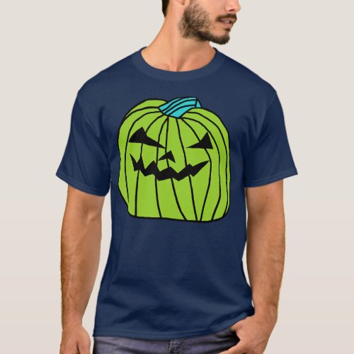 Big Green Halloween Horror Pumpkin T_Shirt