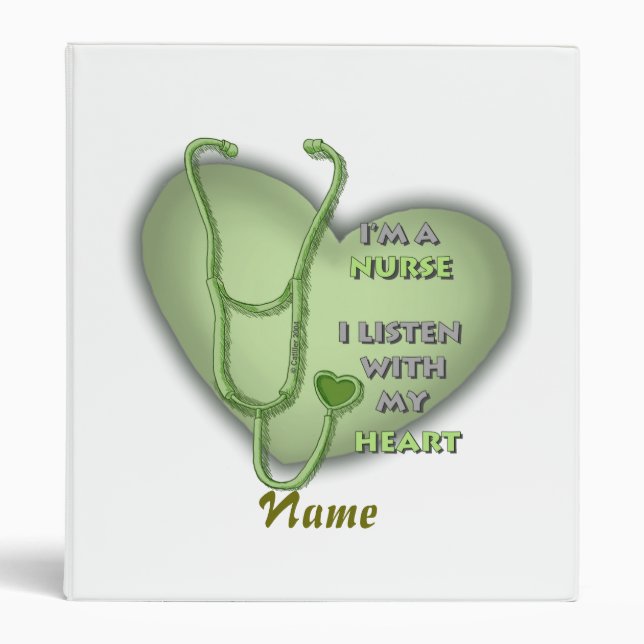 Big green heart nurse  3 ring binder (Front)