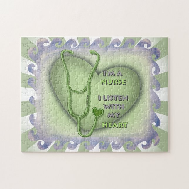 Big green heart nurse  jigsaw puzzle (Horizontal)