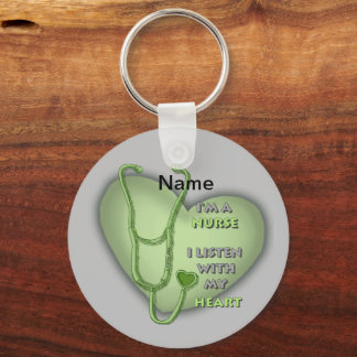 Big green heart nurse keychain