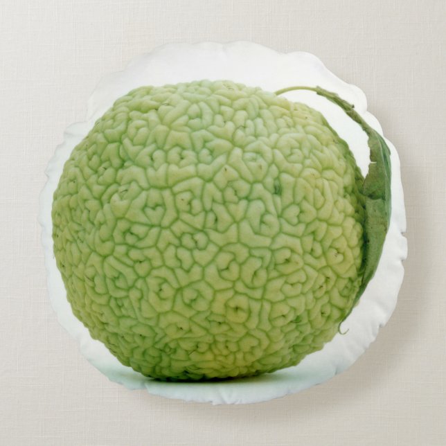 Big Green Hedgeapple Osage Orange Round Pillow (Front)